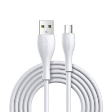 Купить компьютерные кабели и коннекторы joyroom: Kabel przewód silikonowy miękki USB - USB-C 3A 1m biały