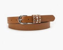 Levi's Brown Embellished Leather Women’s Belt Studded Silver Size Large купить онлайн