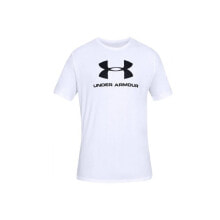 Мужские спортивные футболки мужская футболка спортивная белая с логотипом Under Armor Sportstyle Logo Tee M 1329590-100