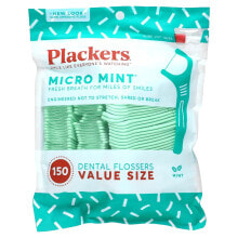 Plackers, Micro Mint, зубочистки с нитью, экономичная упаковка, мята, 150 шт.