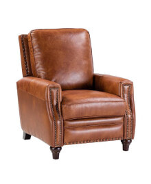 Hulala Home bellino Modern Retro Genuine Leather Recliner with Nailhead Trim