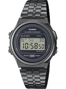 Мужские электронные наручные часы Мужские наручные электронные часы с черным браслетом Casio A171WEGG-1AEF Vintage Round 37mm