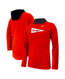 Nike big Boys Scarlet Ohio State Buckeyes Sideline Performance Long Sleeve Hoodie T-shirt