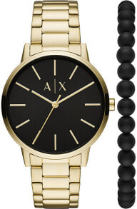 Мужские наручные часы с золотым браслетом ARMANI EXCHANGE Gift set Cayde AX7119