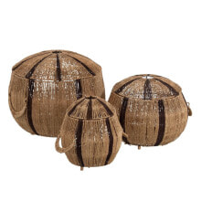 Set of Baskets Brown Natural Jute 45 x 45 x 36 cm (3 Pieces)
