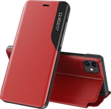 Hurtel Eco Leather View Case elegancki futerał etui z klapką i funkcją podstawki iPhone 13 czerwony