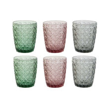 Set of glasses DKD Home Decor Green Grey Pink Crystal With relief 240 ml (6 Units)