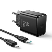 Ładowarka sieciowa USB-C 20W PD z kablem do iPhone Lightning czarna