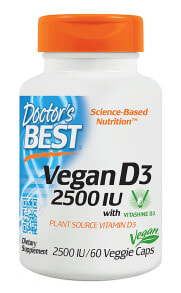 Витамин D Doctor's Best Vegan D3 Витамин D3 для веганов 2500 МЕ 60 веганских капсул