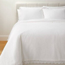 King Lace Border Cotton Slub Comforter & Sham Set White - Threshold designed