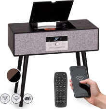 Auna Record Player for Record Players with Speaker, MP3, CD Player & USB, Record Player with Bluetooth & Remote Control, DAB+/FM Radio, Modern Turntable with Legs