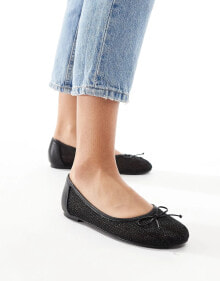 Купить женская обувь Public Desire: Public Desire Lula bow ballet flats with strap in black mesh