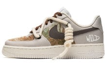 【定制球鞋】 Nike Air Force 1 Low 空军一号 野鹤制造 复古主题 油画布 解构双鞋带 休闲 低帮 板鞋 男款 灰棕 / Кроссовки Nike Air Force CW2288-111