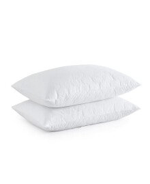 UNIKOME 2 Pack Quilted Goose Down Feather Pillow, King