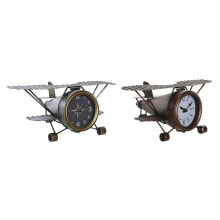 Настольные часы DKD Home Decor 35 x 21 x 14 cm Самолет Стеклянный Алюминий Железо (2 штук)