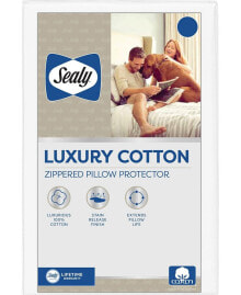 Sealy luxury Cotton Zippered Pillow Protector, Standard/Queen