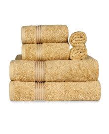 Superior solid Quick Drying Absorbent 6 Piece Egyptian Cotton Assorted Towel Set