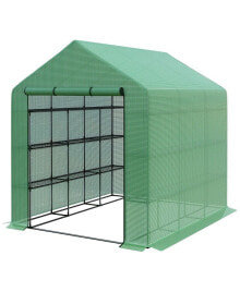 Outsunny greenhouse 8' x 6' x 7', Walk-in Hot House, 18 shelves, for Plants