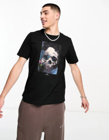 Купить мужские футболки и майки PS Paul Smith: PS Paul Smith t-shirt with skull front graphics in black