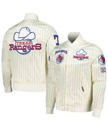 Купить мужские куртки Pro Standard: Men's Cream Texas Rangers Cooperstown Collection Pinstripe Retro Classic Satin Full-Snap Jacket