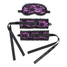 Наручники или фиксатор для БДСМ Rimba Bondage Play Bondage Satin Look Handcuffs with Mask Purple