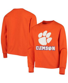 Champion big Boys Orange Clemson Tigers Lockup Long Sleeve T-shirt