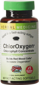 Растительные экстракты и настойки Herbs Etc. ChlorOxygen Chlorophyll Concentrate Растительный экстракт хлорофилла  60 мягких быстродействующих капсул