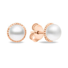 Ювелирные серьги minimalist bronze earrings with genuine pearls EA620R