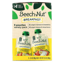 Детское пюре beech-Nut, Breakfast, Variety Pack, 4-й этап, 9 пакетиков, 99 г (3,5 унции)