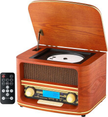 Nostalgia Compact System | Bluetooth | LCD Display | Retro Radio Wood with CD Player | USB | Music System Retro Style | Stereo System | Remote Control | Kitchen Radio | Vintage Look |