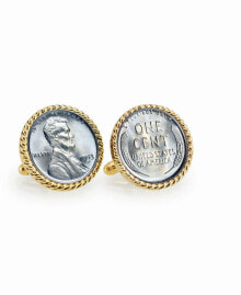 1943 Lincoln Steel Penny Rope Bezel Coin Cuff Links