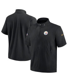 Nike men's Black Pittsburgh Steelers Sideline Coach Short Sleeve Hoodie Quarter-Zip Jacket