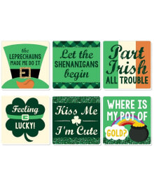 Big Dot of Happiness st. Patrick's Day - Funny Saint Patty's Day Party Decor Drink Coasters Set of 6