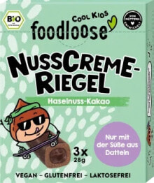 Купить детское питание foodloose: Kindersnack Nusscreme-Riegel Kids Haselnuss-Kakao ab 3 Jahren, 84 g