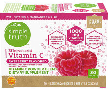 Витамин С Simple Truth Effervescent Vitamin C Шипучая смесь порошка витамина С с малиной  30 пакетов