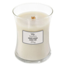 Woodwick Smoked Jasmine Aroma Candle  Ароматическая свеча с ароматом жасмина с теплым кедром и дымным ладаном 275 г
