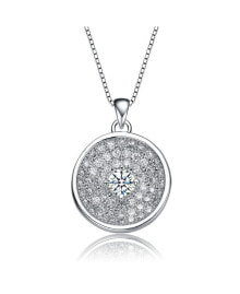 Купить кулоны и подвески Rachel Glauber: Classy Rhodium Plated Round CZ Pendant Necklace