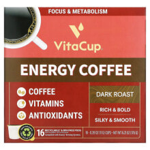 Растворимый кофе vitaCup, Energy Coffee, Dark Roast, 16 Cups, 0.39 oz (11 g ) Each