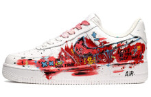 【定制球鞋】 Nike Air Force 1 Low 空军一号 彩色涂鸦 潮流符号 低帮 板鞋 男款 红白 / Кроссовки Nike Air Force 1 Low CW2288-111