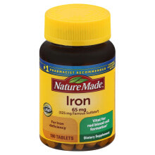 Железо Nature Made Iron  Сульфат железа 65 мг 180 таблеток