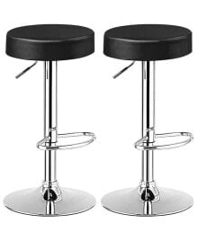 Set of 2 Round Bar Stool Adjustable Swivel Pub Chair