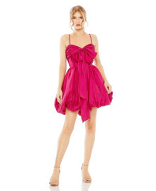 Mac Duggal women's Spaghetti Strap Center Bow Balloon Mini Dress