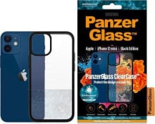 чехол силиконовый прозрачный с черной окантовкой iPhone 12 Mini PanzerGlass