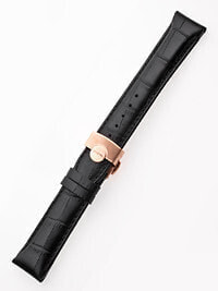 Ремешок или браслет для часов Perigaum Leather Strap 22 x 175 mm Black Rose Folding Clasp