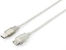 Equip 128751 USB кабель 3 m 2.0 USB A Серебристый, Прозрачный