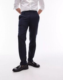 Купить мужские брюки Topman: Topman stretch slim textured suit trousers in navy