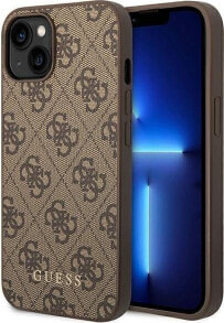 Guess Guess 4G Metal Gold Logo - Etui iPhone 14 (brązowy)