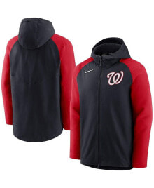 Nike men's Navy, Red Washington Nationals Authentic Collection Full-Zip Hoodie Performance Jacket