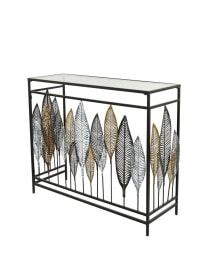 Rosemary Lane metal Contemporary Console Table with Mirrored Glass Top, 44