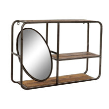 Shelves DKD Home Decor Black Dark brown Wood Metal Mirror 73 x 19 x 50 cm